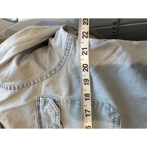 Vintage Wrangler Flex Work Shirt Light Wash Well-Worn Size Medium Button Up - Picture 10 of 10